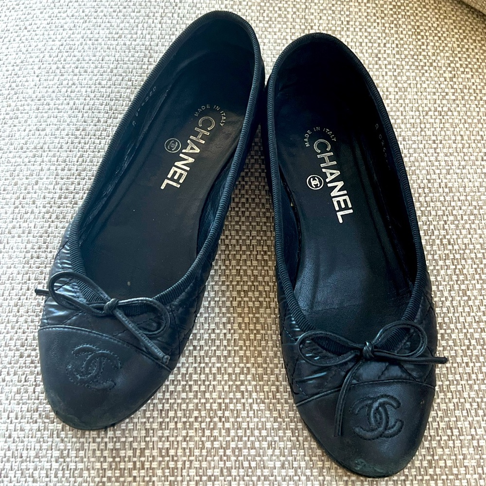 Chanel Ballerina Flat Quilted Black 36.5